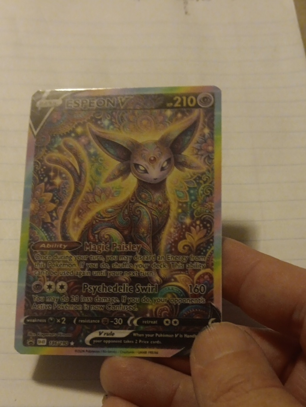 Espeon V Psychedelic Swirl Full-Art Collectible Card - Multicolor